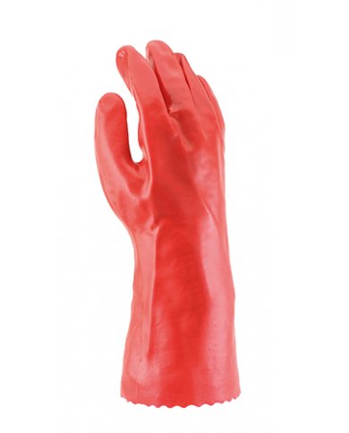 LUVAS EM PVC VERM.C/SUPORTE ALGODAO 35CM - T10