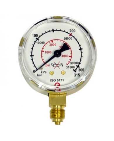 MANOMETRO Ø63 POSIÇÃO VERTICAL G1/4“ 0-315B AR/CO2