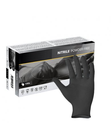 LUVAS NITRILO GROSSO PRETO DESCARTÁVEL SEM PÓ - L (100 UN)