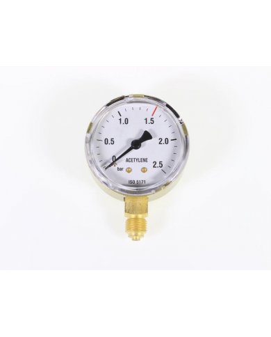 MANÓMETRO D63MM POSIÇÃO VERTICAL 1/4 2,5 BAR ACETILENO
